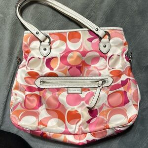 EUC Cream and Pink Coach Purse